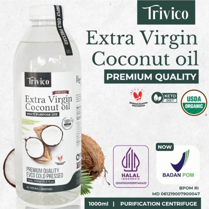 id-11134207-7rasa-m5s9t7sql5s263 Trivico Minyak VCO Organik Virgin Coconut Oil 1 Liter - 100% Murni Kelapa - Image 1