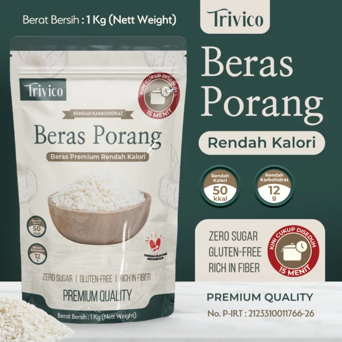 TRIVICO Beras Porang 1Kg - Rendah Kalori & Karbohidrat - Image 1