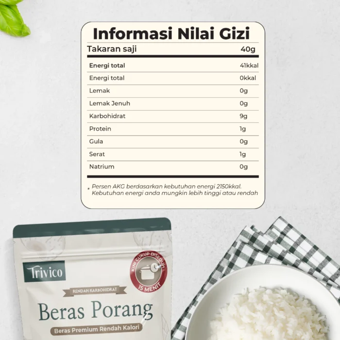 TRIVICO Beras Porang 1Kg - Rendah Kalori & Karbohidrat - Image 8