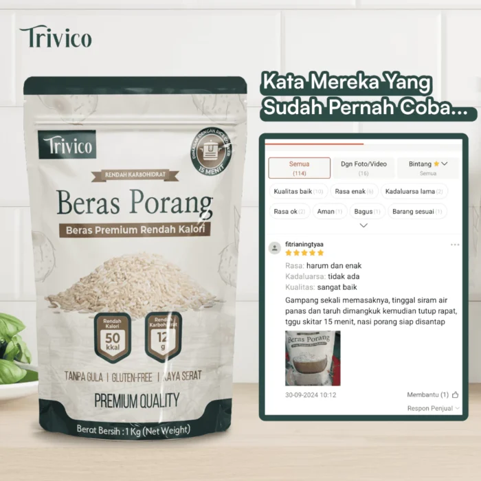 TRIVICO Beras Porang 1Kg - Rendah Kalori & Karbohidrat - Image 4