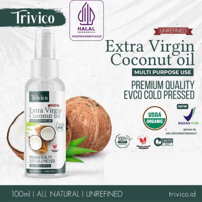 TRIVICO Minyak VCO Organik Virgin Coconut Oil Spray 100ml - Untuk Masak, Salad Dressing dan Menumis - Image 1