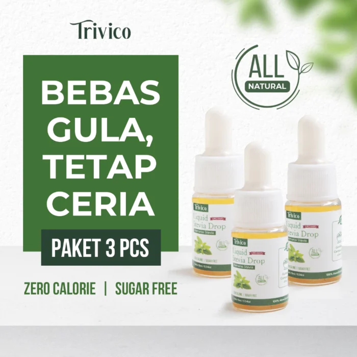 id-11134207-7rbkd-m6f5fnrcgv3g40 TRIVICO Paket Liquid Stevia 10ml Isi 3 Pcs - Pemanis 0 Kalori Alami Ekstrak Daun Stevia 98% - Image 1